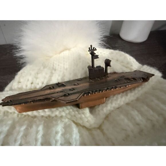 Vintage Aircraft Carrier Ship Pencil Sharpener – Bronze Tone – New - Picture 16 of 17